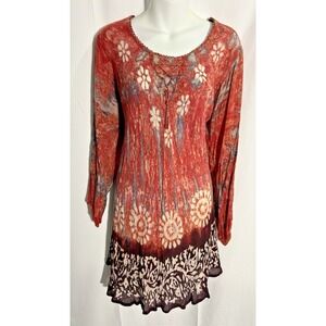 Sacred Threads Tunic Top Lace Up Boho Peasant Festival Gypsy Castlecore One Size